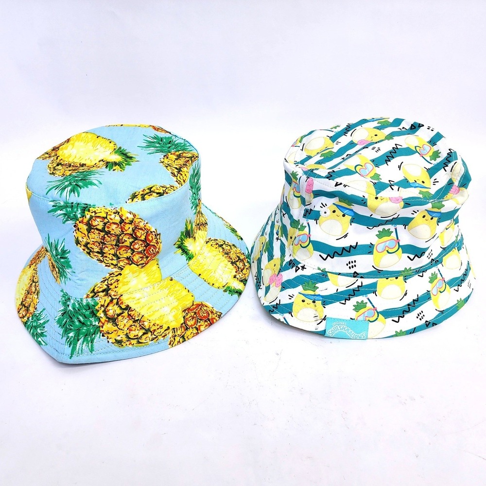 Squishmallows Maui Pineapple Bucket Hat & Tropical Pineapple Sun Hat bundle